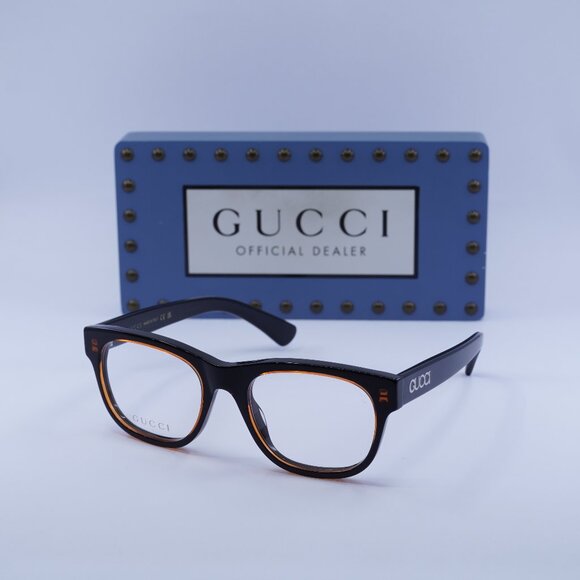 Gucci GG1796O 003 Square Eyeglasses - Burgundy Crystal on Black 52mm - Picture 1 of 9